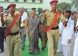 Delhi Chief Minister Sheila Dikshit on the occasion of �St. John Ambulance Brigade Day 2003� at the Maulana Azad Medical College in the Capital on Tuesday.