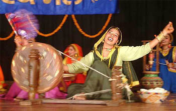 Students perform traditional Punjabi folk dance