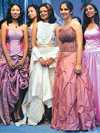 Students of NIIFT at an evening gown presentation in SAS Nagar on Wednesday.