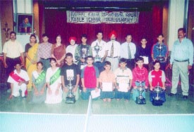 The title winners of the Jaspal Kaur Table Tennis Tournament