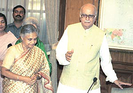 Chief Minister Sheila Dikshit meets Deputy Prime Minister L.K. Advani on the deteriorating law and order situation in Delhi on Friday.