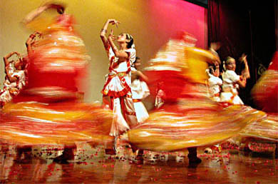 Senior students of Kundan Vidya Mandir present a dance during the Founder�s Day celebrations