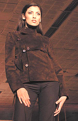 A model during the fashion show organised by the Delhi Leather Fair Committee at Pragati Maiden in the Capital.