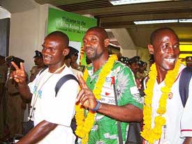 African players arrive at the Hyderabad airport 