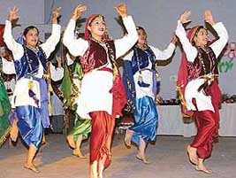 Students perform at their annual and prize distribution function at Shivalik Public School, Phase VI, SAS Nagar, on Wednesday.