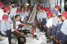 Students of Mata Gujri Niwas School at Khanpur, Kharar, during their visit to The Tribune office in Chandigarh on Tuesday