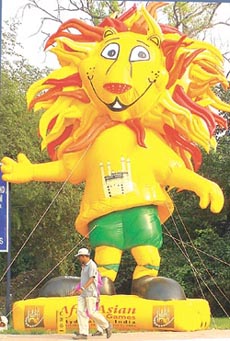 A blown-up version of the Afro-Asian Games Mascot �Sheroo� outside the National Stadium in the Capital.