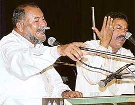 Wadali Brothers perform at "Rainbow 2003" at Tagore Theatre in Chandigarh on Thursday. 
