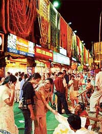 Pre-Divali shopping at its peak in Chandigarh on Thursday night. Shopping areas are open till late at night.