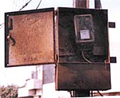 An electricity meter in Beri municipality to which the power supply was snapped in February 2000.