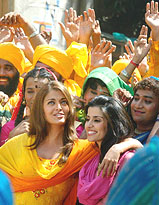 Bollywood icon Aishwarya Rai with the cast of 'Bride and Prejudice' in Mumbai