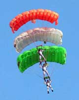 Air Force paratroopers display their skills at the opening ceremony of the first Afro-Asian Games in Hyderabad 