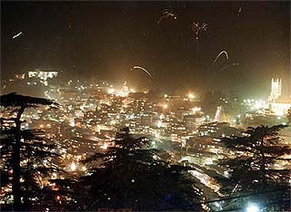 An illuminated Shimla on Divali night