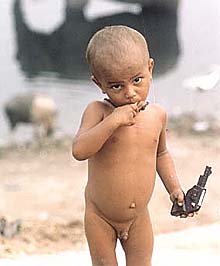 Naked aggression on the bank of the Yamuna