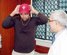 Tennis star Leander Paes arrives for a MRI scan at Bombay Hospital in Mumbai 