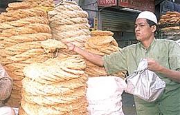 A shopkeeper arranging for sewai, a popular traditional sweet during Ramzan in the Capital on Wednesday.