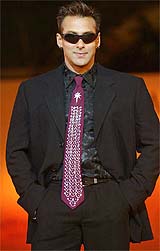 Salman Khan wears a necktie worth Rs 1 crore, studded with 261 diamonds, during a fashion show in Mumbai