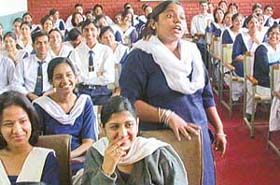 Students of Government Model Senior Secondary School during a Youth Contact Programme of the Chandigarh Police in Chandigarh