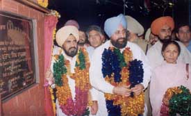 Mr Partap Singh Bajwa, PWD Minister, interacts with mediapersons after laying the foundation stone of Khanna-Bhari-Kheri-Sanghol road 