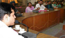 Mr Anurag Verma, Deputy Commissioner, presides over a meeting of school principals regarding the preventive measures against dengue at Bachat Bhavan