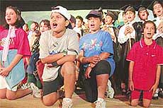 Students of Vivek High School stage a science fiction �Mirror World� 