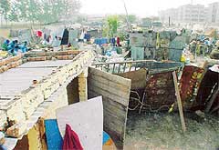 An unauthorised slum colony 