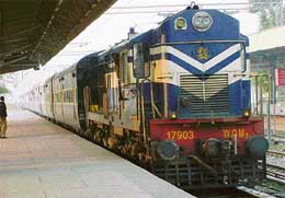 The Chennai-Chandigarh Link Express arrives at the Chandigarh railway station platform on Sunday. 