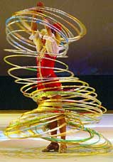 A Russian artiste performs with hoops during a cultural show called Days of Russian Culture in India in New Delhi on Saturday