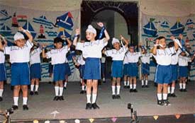 Students of Yadavindra Public School present the sailor drill