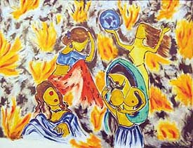 A painting by Subul Ahmed on display at Art Folio Art Gallery, Sector-9, Chandigarh, on Tuesday.