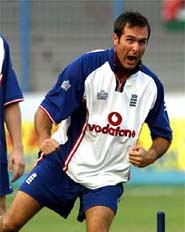 England captain Michael Vaughan takes part in a practice session in Chittagong 