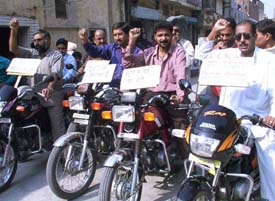 Congress workers hold a rally against female foeticide in Ludhiana 