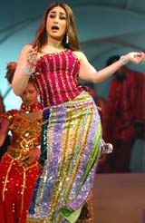 Bollywood actress Kareena Kapoor performs at a concert to support the World Youth Summit 