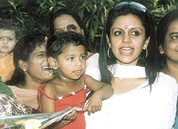 Actress Mandira Bedi launching SOS CVI Nurturing Tomorrow 2003' workshop with SOS children.