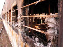 The Ajam Garh train that caught fire at the Old Delhi railway station