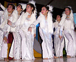 Students of Ryan International School present a dance at the International Children�s Festival of Performing Arts-2003 at Guru Nanak Dev Bhavan