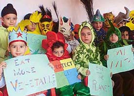 Students of Cherryfields Nursery School take part in a fancy- dress contest