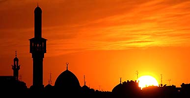 The sun sets during Ramzan at the popular tourist sight of Pur Dubai, United Arab Emirates