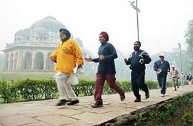 Senior citizens take part in a run to mark 'World Diabetes Day' in New Delhi 