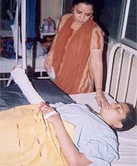 Dog bite victim Pooja waits for a surgery in a hospital in Ludhiana