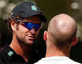 New Zealand�s stand-in captain Chris Cairns speaks to a journalist in Hyderabad