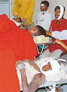 Injured labourers at General Hospital, Sector 16