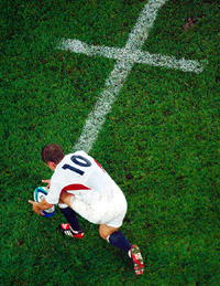 England's Jonny Wilkinson lines up a penalty kick