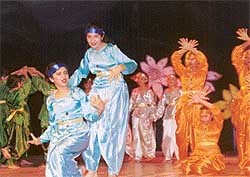 Students of Manav Mangal High School present a cultural programme on the second day of the three-day cultural programme at Chandigarh on Monday.