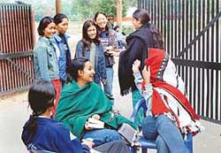 Council members of GCG-11 explain their cause to students, urging them to refrain from attending classes outside the college campus in Chandigarh on Monday. 