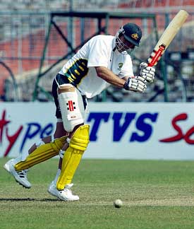Australia's Matthew Hayden flicks a ball at a practice session in Kolkata