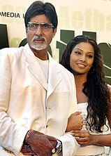 Amitabh Bachchan and Bipasha Basu at the launch of the soundtrack for their film Aetbaar in Mumbai