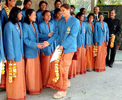 The �golden� girls of Indian hockey who won the title in the Afro-Asian Games at a felicitation function organised by the Indian Women's Hockey Federation 