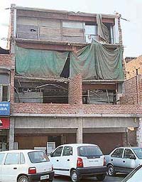 A three-storeyed restaurant building in the Phase V market  at Mohali