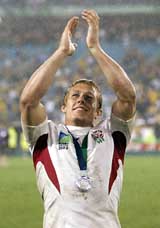 England's Jonny Wilkinson applauds the fans after winning the Rugby World Cup final against Australia at the Olympic stadium in Sydney 